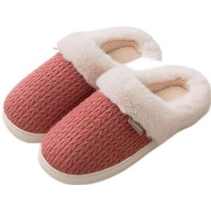 Dames Zomer Slippers PVC Winter geweven patroon slippers eenvoudige mode warme pluche thuis schoenen comfortabele antislip binnen katoen slippers unisex Sloffen (Color : Red, Size : 44-45)