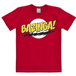 LOGOSHIRT - The Big Bang Theory - Bazinga - Easfit T-Shirt - rood - Gelicentieerd origineel ontwerp, Maat L