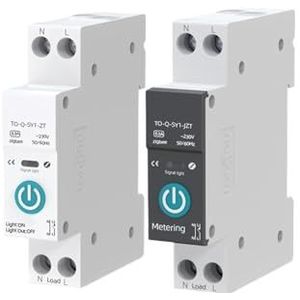 VZJIUOJW 1 STKS Smart Stroomonderbreker met meting 1P 63A DIN Rail Smart Home Draadloze Afstandsbediening Schakelaar (ZigBee 6A, Zwart met meting)