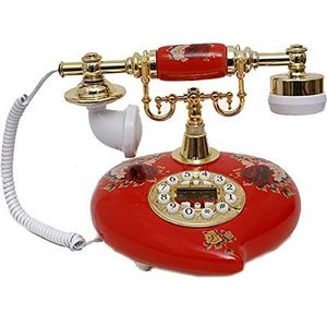 Rotary Dial Telefoons Keramische pastorale antieke telefoon retro vaste vaste lijn met handsfree beller-ID (kleur: rood)