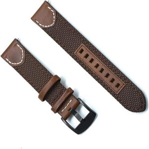 INSTR Vintage nylon lederen ontgrendelingsriemen voor heren voor Seiko voor Omega horlogeband met gesp (Color : Brown, Size : 22mm)