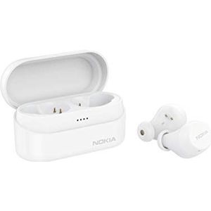 Nokia Power Earbuds Lite Echte draadloze hoofdtelefoon, 35 uur speeltijd, IPX7 waterdicht, compatibel met bluetooth, compacte draadloze oplaadtas, sneeuw