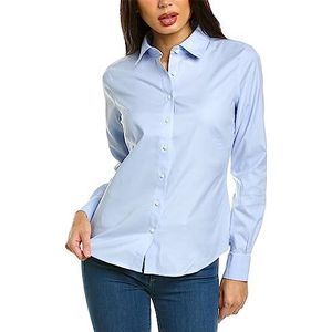 Brooks Brothers Dames strijkvrije stretch lange mouwen getailleerde blouse, blauw, 44