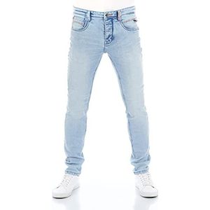 riverso RIVCaspar Herenjeans, slim fit, used look, katoen, denim, stretch, zwart, blauw, grijs, W29, W30, W31, W32, W33, W34, W36, W38, lichtblauw (L139), 30W x 32L