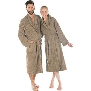 CelinaTex Oregon badjas sjaalkraag S taupe katoen saunamantel dames heren badstof badjas ochtendjas