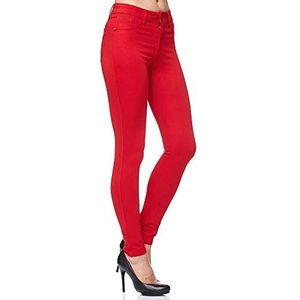 Elara Dames Stretchbroek Skinny Fit Jegging Chunkyrayan rood H21 34