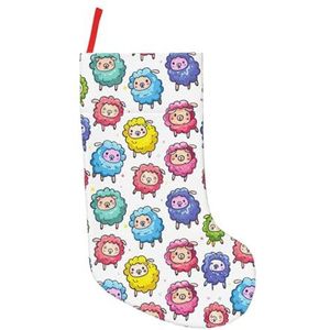 Leuke Kleurrijke Schapen Cartoon Patroon Print Kerst Kousen,Vakantie Party Decoraties