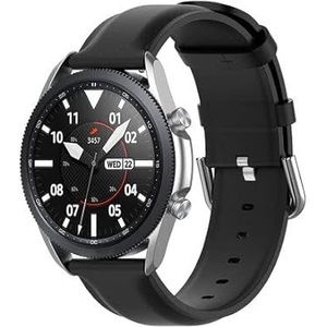 By Qubix - Classic leren bandje - Zwart - Compatible met Samsung Galaxy Watch 3-41mm - compatible samsung bandjes - Bandbreedte: 20mm