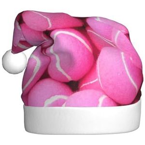 FRESQA Heldere Roze Tennisballen Volwassen Pluche Kerstmis-Hoed-Seizoensgebonden Hoed Decoraties, Voor Feesten En Vieringen