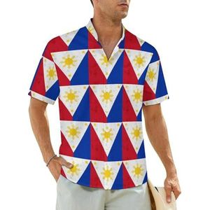 Retro Filippijnen vlag heren shirts korte mouw strand shirt Hawaiiaanse shirt casual zomer T-shirt 2XL