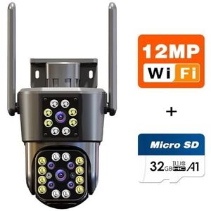 Bewakingscamera, 4K 8MP HD PTZ Camera Buiten 6MP Dual Lens Dual Screen AI Auto Tracking IP Camera CCTV audio Video Surveillance P2P(4K 8MP add 32G)