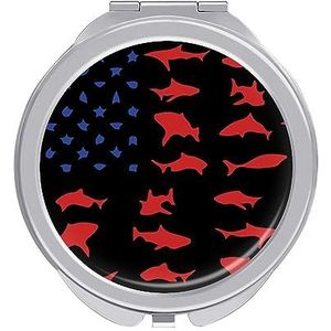 Amerikaanse haaien vlag compacte spiegel ronde zak make-up spiegel dubbelzijdige vergroting opvouwbare draagbare handspiegel