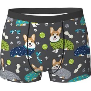 EdWal Dragende kleding Corgi Dogs print Atletisch ondergoed voor heren, herenondergoed, boxerslip, zacht ondergoed, Zwart, XXL