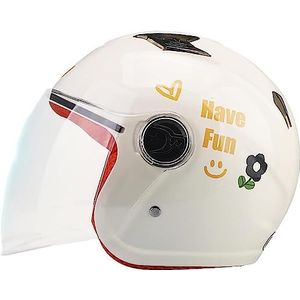Motorhelm, DOT/ECE gecertificeerde 3/4 helm Retro halve Motorfiets elektrische open ontwerp Lichtgewicht J,50-55(D)