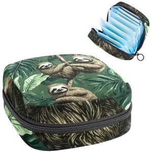 Naadloze luiaards met tropische bladeren patroon maandverband opbergtas grote menstruatie cup zakje met rits, menstruatie pads tas winkel panty voeringen tampons voor meisjes vrouwen