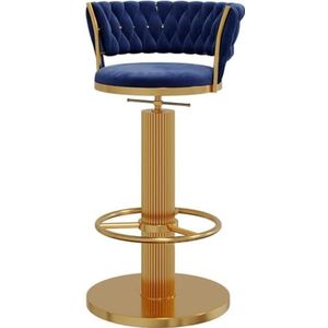 Barkruk Barstoelen Barkrukken Met Hoge Rugleuning, Hoogteverstelling, Schroeflift, 360° Rotatie, Fluwelen Tegenkruk Met Ronde Metalen Voetsteun Barkrukken Bar Stoelen (Color : Blue, Size : Sitting H