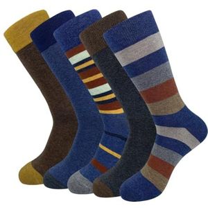 LCKJLJ 5 paar Argyle-sokken voor heren, grote maten, gekamd katoen, ronde sokken, zwart, cool, ademend, casual sokken voor heren, 5 paar-JC168-3, EUR(41-48)