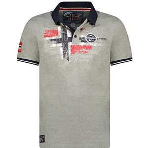 Geographical Norway KUTTA MEN - Mannen Classic Print Poloshirt Bedrukte - Katoen Korte Mouw Button Down - Casual Shirt Tops Regular Fit Style GEMENGD GRIJS L