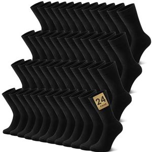 FALARY Katoenen sokken voor heren en dames, sportsokken, ademend, zwart of wit, 12 paar, 39-42 EU