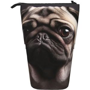 LHBWCVN pug Cosmetica Tas Staande Potlood Case Telescopische Potlood Tas Draagbare Potlood Houder Leuke Stand Up Potlood Pouch voor Vrouwen Mannen Reizen Coin Pouch Purse