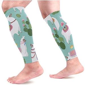 EZIOLY Llama Cactus Sport Kalf Compressie Mouwen Been Compressie Sokken Kalf Guard voor hardlopen, Fietsen, Moederschap, Reizen, Verpleegkundigen