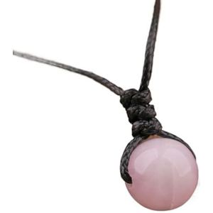 Women Labradorite Leather Necklace Fashion Amethyst Crystals Sphere Pendant Necklace Female Bohemia Jewelry (Color : Kunzite Crystal)
