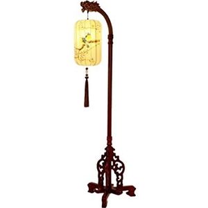 Staande Lamp Chinese Stijl Vloerlamp Vintage Antieke Staande Lamp Met Handgeschilderde Schaduw Houten Vloerlampen Voor Kamer Vloerlampen Vloerlamp (Color : Remote switch, Size : Height 175cm)