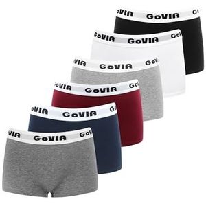 GOVIA 3921 Boxershorts voor dames, katoenen onderbroeken, hotpants, sportondergoed, boxershort, verpakking van 6 stuks, meerkleurig - 3, 38