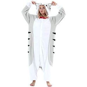 Pyjama volwassen dames, uniseks dieren-onesies, innovatieve herenpyjama, nachtkleding voor Halloween, thuiskleding, rollenspelkostuum, eendelige loungewaar voor lichaamslengte van 148-187 cm, Tabby
