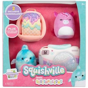 Squishville SQM0515 - accessoireset - weekendtrip, superzachte mini-squishmallows, 5 cm pluche figuren met accessoires
