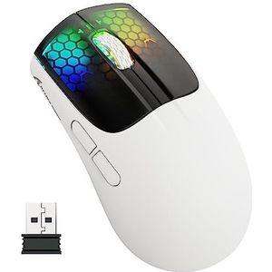 ATTACK SHARK X5 Ultralichte Draadloze Gaming Muis 49g,Tri-Mode Bedraad/2.4G/BT,PAW3312 PixArt Optische Sensor,Tot 4000DPI,RGB Achtergrondverlichting met Lange Batterijlevensduur-Kantoor/Game-Zwart Wit