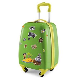 Hauptstadtkoffer - Kinderbagage kinderkoffer hardshell koffer boordbagage voor kinderen ABS/PC,, appelgroen + stickers piraten, 30 x 22 x 47 cm, kinderbagage