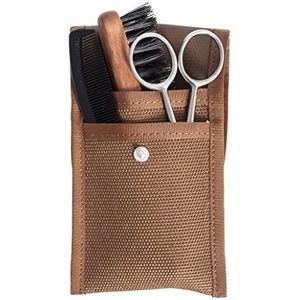 La Maison du Barbier - Baard- en Snorverzorgingsset - Schaar - Borstel - Kam - Stoffen Etui