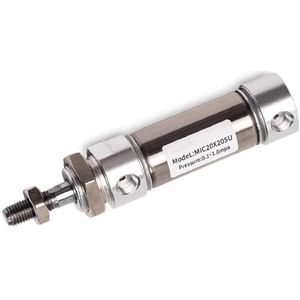 KWQNPHTRN Mini-cilinder Mac van roestvrij staal, boring 16/20/25/32/40 mm, platte schacht, slag 10-450 mm, met magnetische ring, luchtbuffercilinders (40 mm boor)