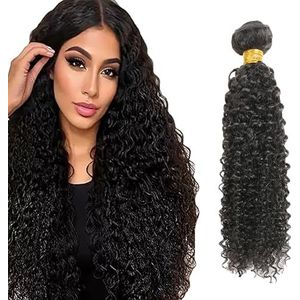 Salharer Curly Wave Human Hair Bundles Single Extensions Machine Double Wefts Unprocessed Remy Weave Natural Black Color for Woman 30 Inch