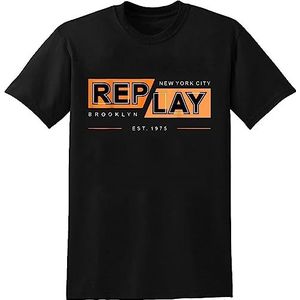 Replay NY 1975 T-Shirt O-Neck Short Sleeve T Shirt Unisex Casual T-Shirts Summer Tshirts Top Black T-shirts & overhemden(3X-Large)