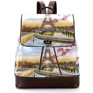 Eiffeltoren bloem mooie gepersonaliseerde schooltassen boekentassen voor tiener, Meerkleurig, 27x12.3x32cm, Rugzak Rugzakken