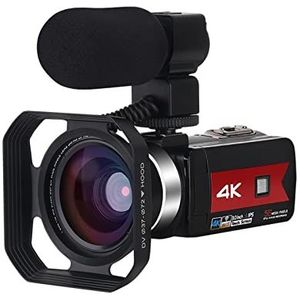 Videocamera Camcorder 4K digitale videocamcorder for live streaming 5 6mp Schoonheid licht touchscreen Night Vision WiFi Digitale zoomcamera for Vlog-opname Multifunctionele vlogcamera(Standard,K1 Mic