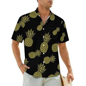 Pineapple herenshirt met korte mouwen, strandshirt, Hawaïaans shirt, casual zomershirt, M