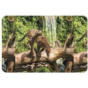 MYGANN Panther On Tree Trunk Waterval Gezichtsdoek Absorberende Antislip Vloermat 60x40cm Voor Binnen En Outdoor Home Office Decoratie