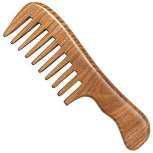 Kammen, houten grove kam, 18 cm natuurlijk sandelhout handgemaakte brede kam massagekam haarverzorging
