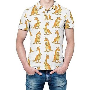 Grappige kangoeroes heren shirt met korte mouwen golfshirts regular fit tennis T-shirt casual business tops