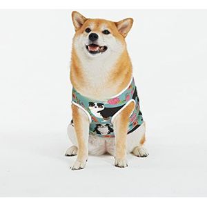 Border Collie Hondenshirts met bloemenprint zomer zacht ademend hondenT-shirts huisdier mouwloos vest voor grote honden (Xl-5XL)