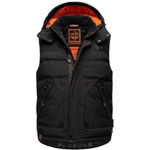 STONE HARBOUR Egoor gewatteerd vest met afneembare capuchon voor heren, S-3XL, zwart, 3XL