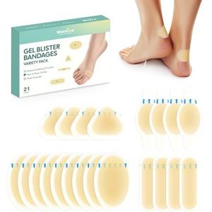 21 stuks blisterpleisters voor voeten - Welnove onzichtbare hydrocolloïde gel blister bandages - blisterkussens voor hiel, teen en voet, waterbestendige bandages