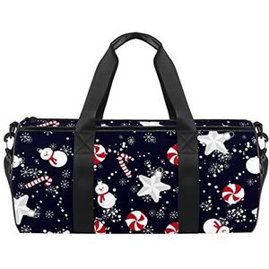 Barrel Sporttas, Kerstmis Sneeuw Stad Eland Boom Huis Gym Workout Tas voor Vrouwen en Mannen Lichtgewicht Duffle Bag, Kleur4, 45x23x23cm/17.7x9x9in,