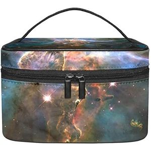 Abstract patroon make-up organizer tas, reismake-up tas organizer case draagbare cosmetische tas voor vrouwen en meisjes toiletartikelen, Meerkleurig, 22.5x15x13.8cm/8.9x5.9x5.4in