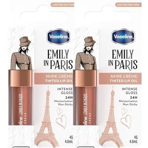 Vaseline x Emily in Paris Lip Oil Nude Crème, getinte lipgloss voor vollere lippen, (Nude Crème - 2 x4g)