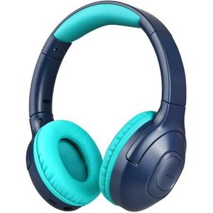 WiseQ Unbreakable - Draadloze koptelefoon voor kinderen - 45 uur batterij - Over Ear - Bluetooth 5.0 - Kinderkoptelefoon - Begrensd - (Blauw)