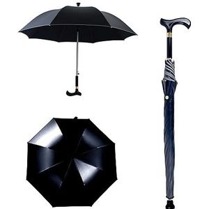 AVIITI Multifunctionele Wandelstokparaplu, Lichtgewicht Slijtvaste Aluminium Rechte Stang, Non-Slip Klimmen Toerisme Lange Steel Kruk Paraplu,zwart,83cm/32.6inch